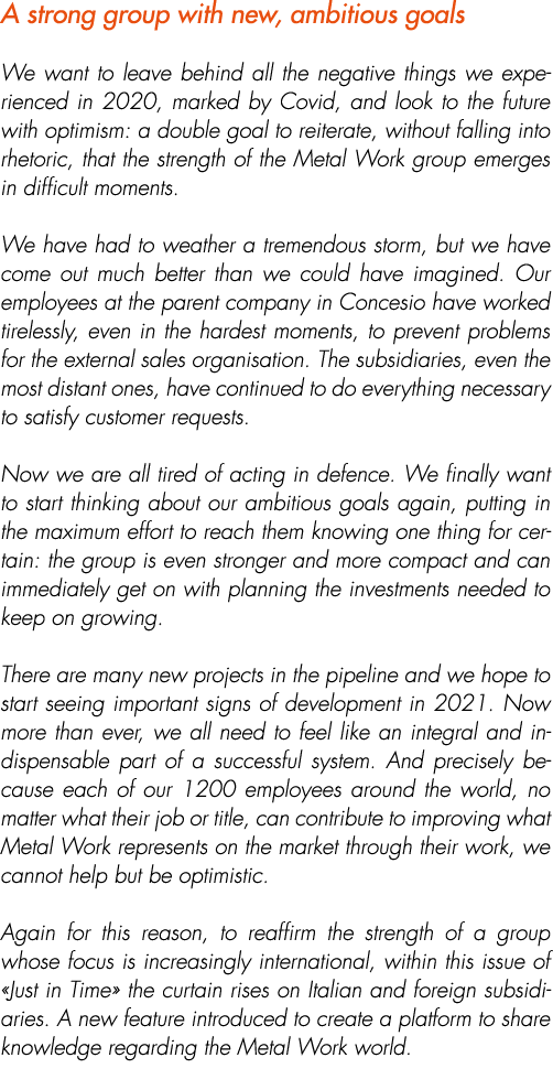 A strong group with new, ambitious goals We want to leave behind all the negative things we experienced in 2020, mark...
