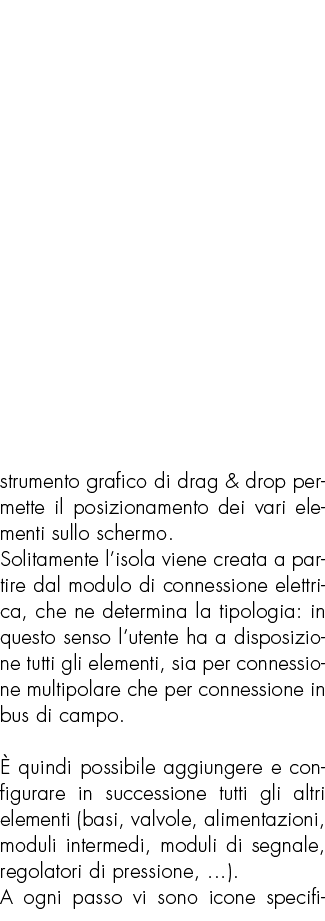 strumento grafico di drag & drop permette il posizionamento dei vari elementi sullo schermo. Solitamente l’isola vien...
